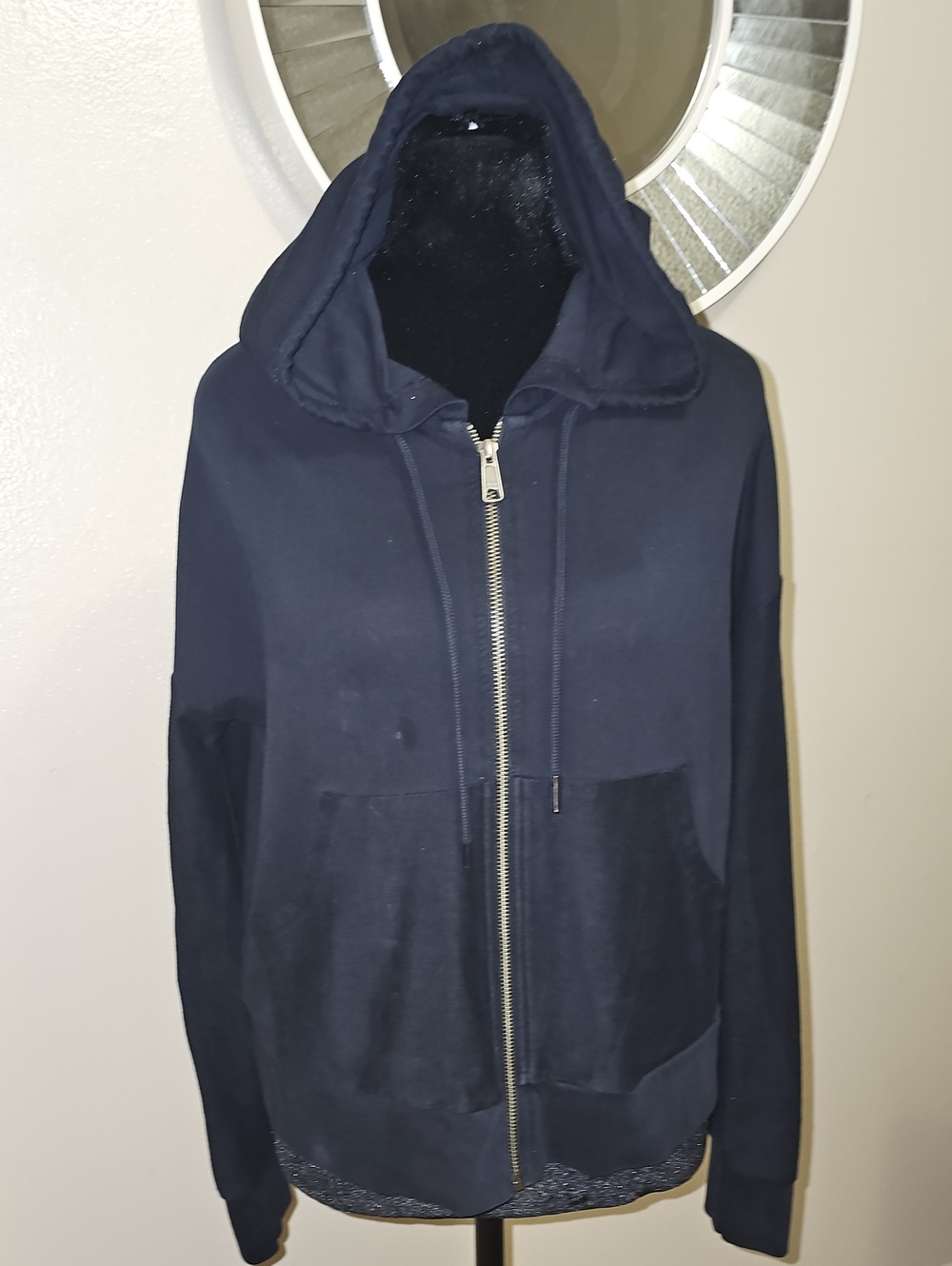 Black Zip-Front Hooded Jacket